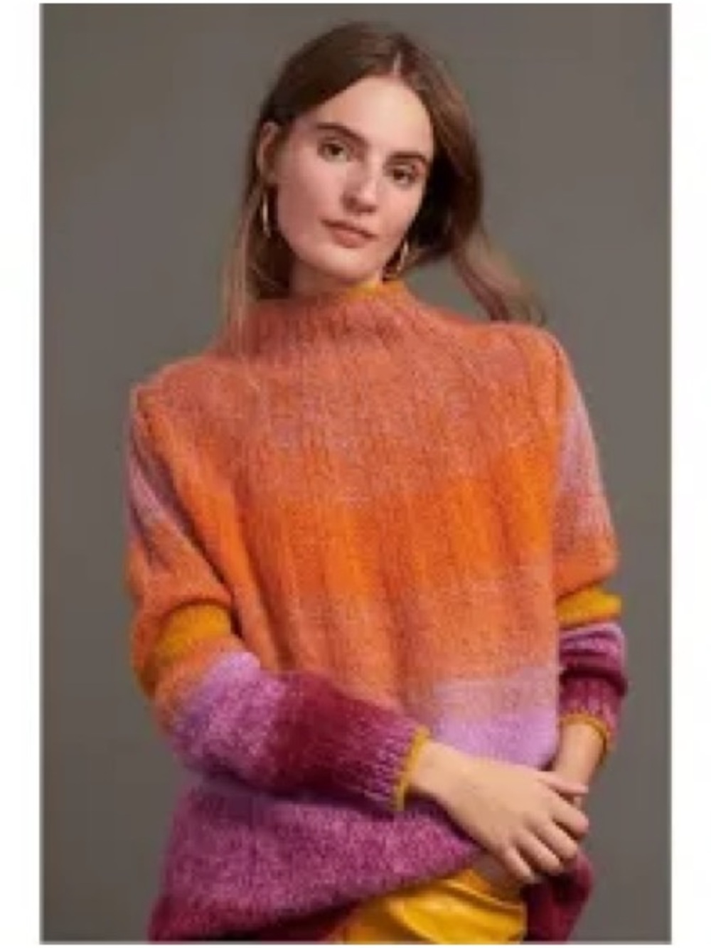 Anthropologie Cozy Ombre Knit Sweater - Orange & Pink